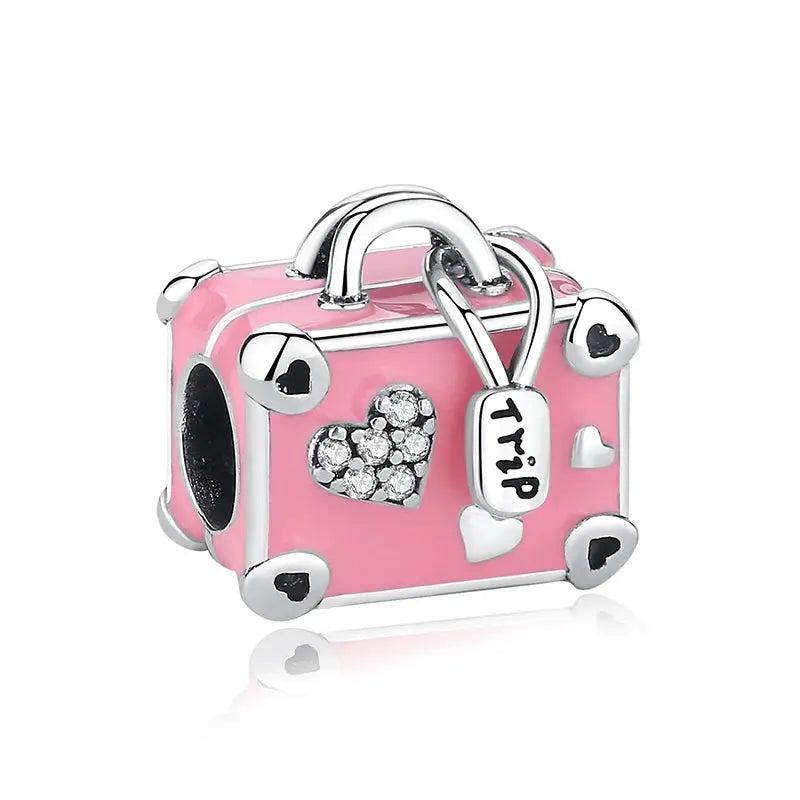 925 Sterling Silver Travel Theme Charms Beads London Bus Paris Suitcase Sam Panda Bracelets Necklaces Women DIY Jewelry