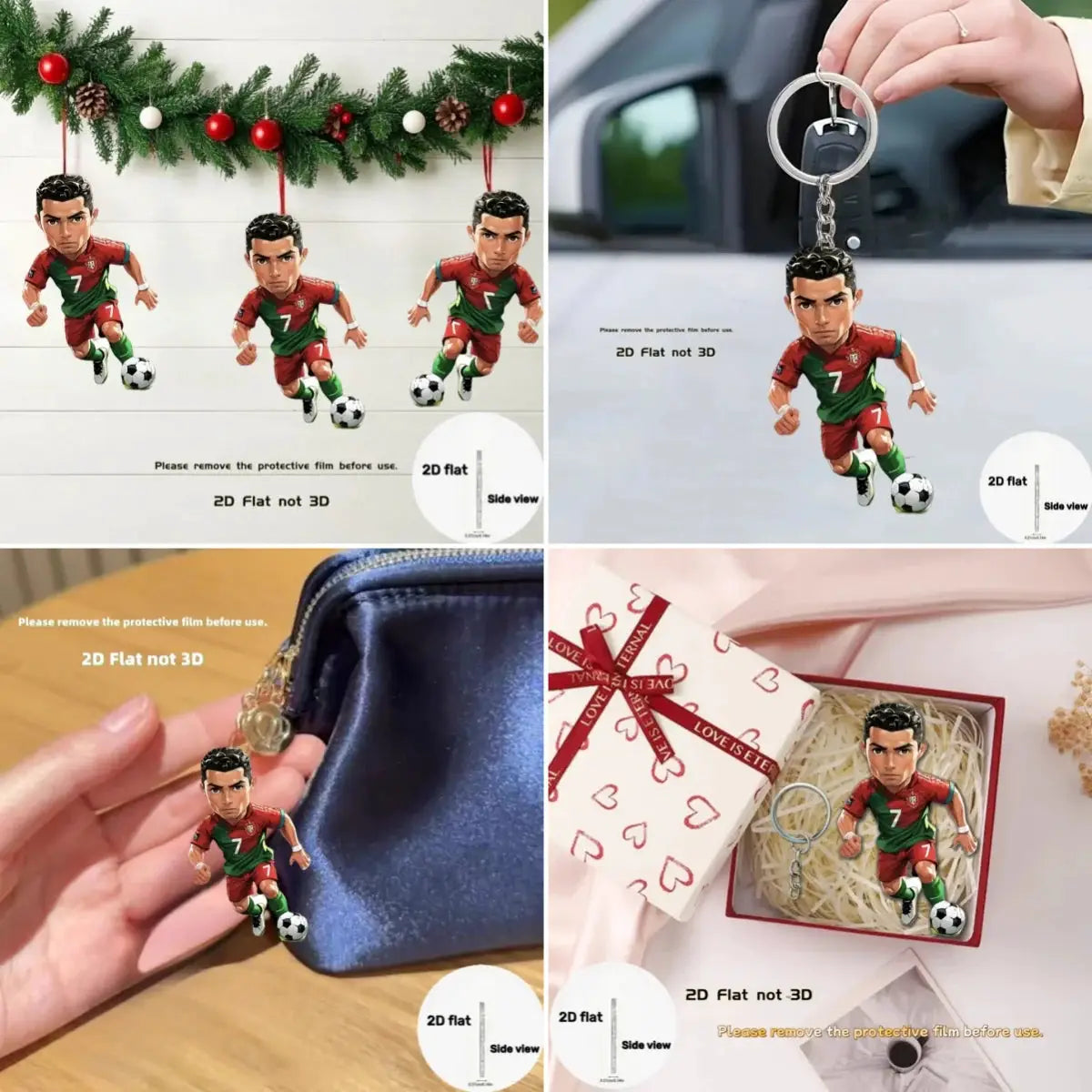 2D Ronaldo Keychain Cristiano Football Pendant Flat Acrylic Ornament