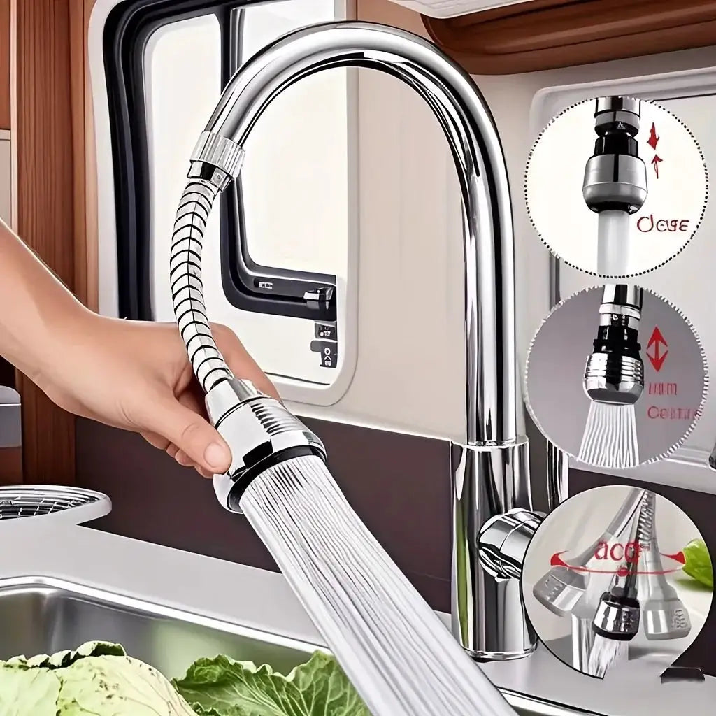 Stainless Steel Kitchen Faucet Sprinkler Water Saving Device Lengthening Rotating Splash Proof Sprayer Extender Bubbler