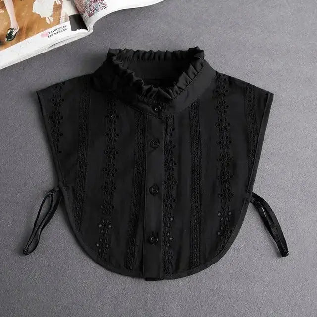 Detachable White Faux Collar With Front Tie For Women And Girls Vintage Lace Blouse Collar