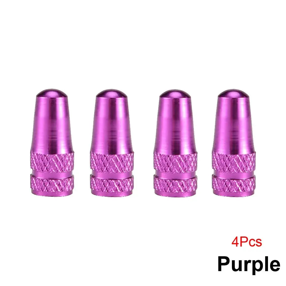 4Pcs purple aluminum Presta valve caps for bicycle tires
