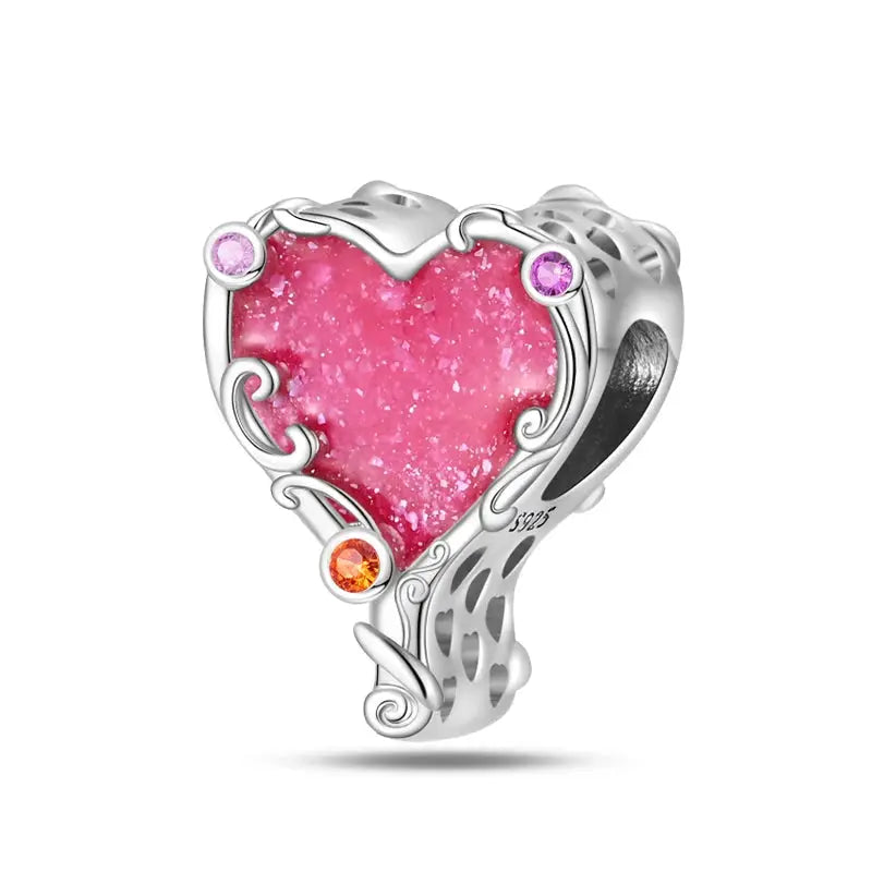 925 Silver Plated Magic Mirror Perfume Princess Angel Pink Charms Beads Fit Pandach 925 Bracelet Fine DIY Jewelry
