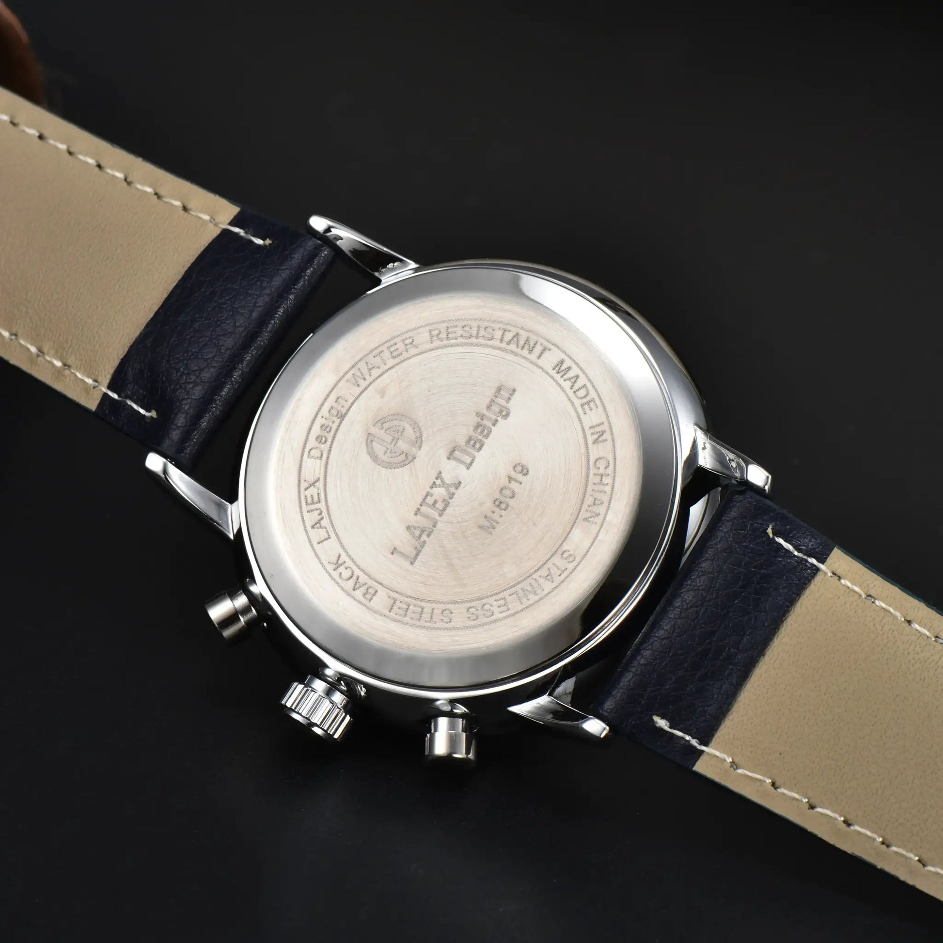 Watch: 2026 Hindenburg Zeppelin 8086-4 automatic with tan/beige and navy strap, engraved back.