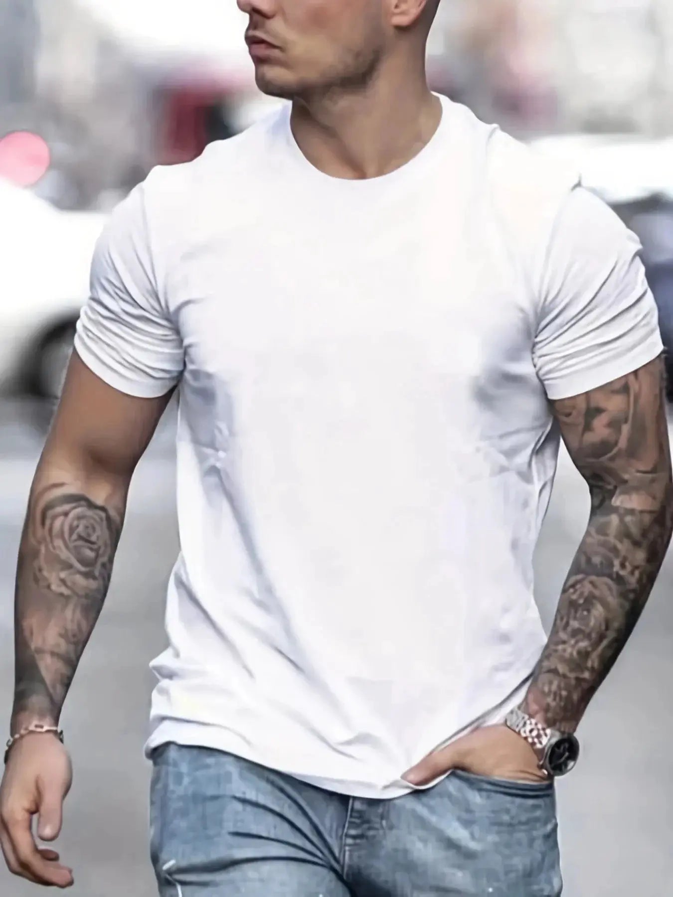 Men's 100 Percent Cotton Summer T Shirt Paris Letter Print Round Neck Short Sleeve Casual Top