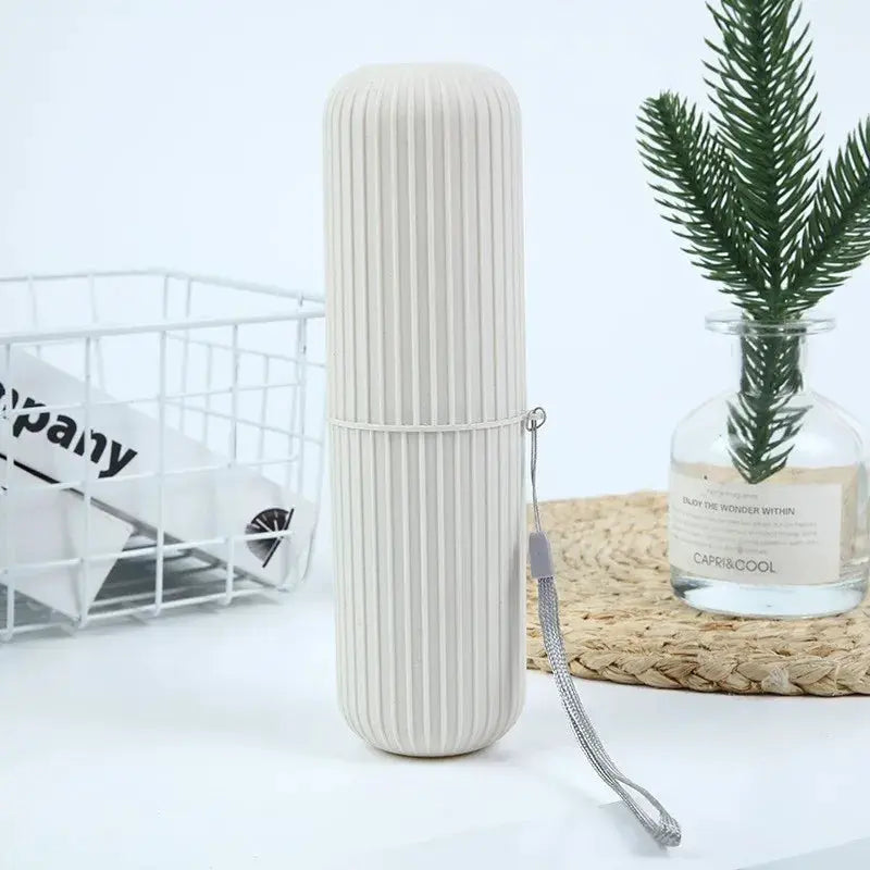JetSet Travel Toothbrush Box Portable Hygienic Organizer With Brushing Cup And Toothpaste Storage