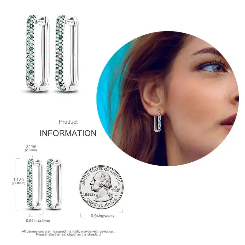 925 Silver Hoop Earrings For Women Zircon Heart Shape Star Eardrops Original Fashion Jewelry