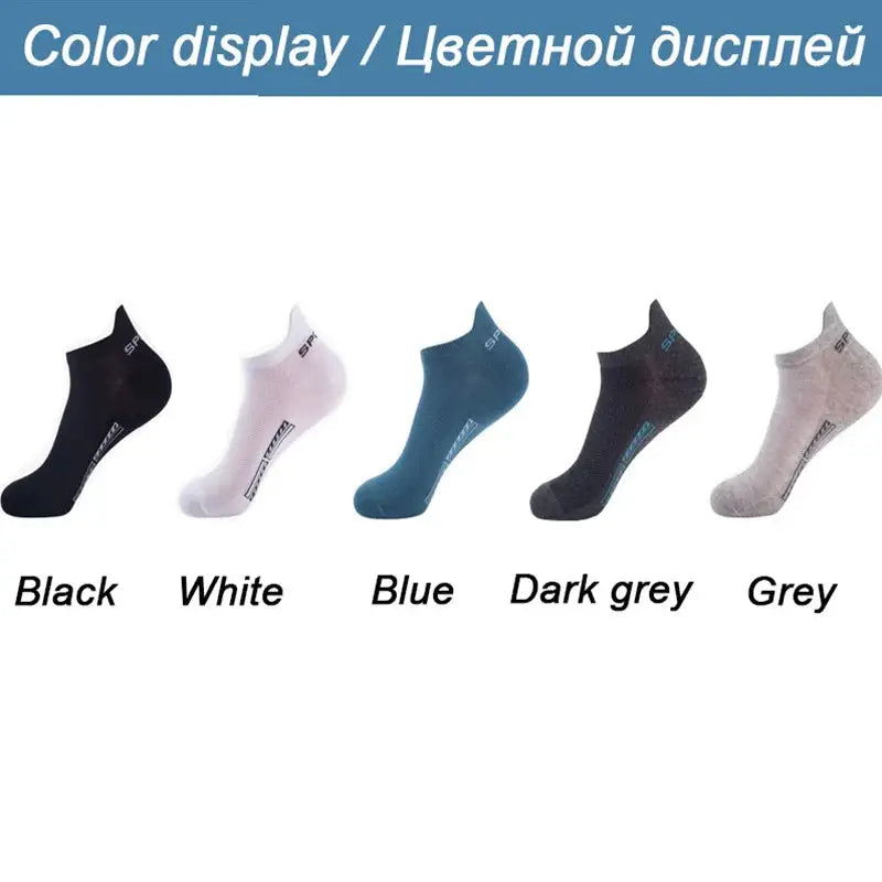 Men's Summer Thin Mesh Breathable Polyester Sports Socks 5 10 20 Pairs Sweat Absorbing Short Socks For Active Wear