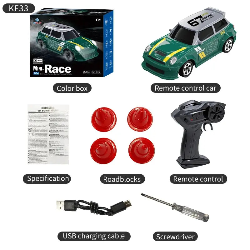 2026 KF20 1:64 Drift RC Car Four Wheel Drive Remote Controlled Racing Car Full Proportion Desk Competition Toy for Boys