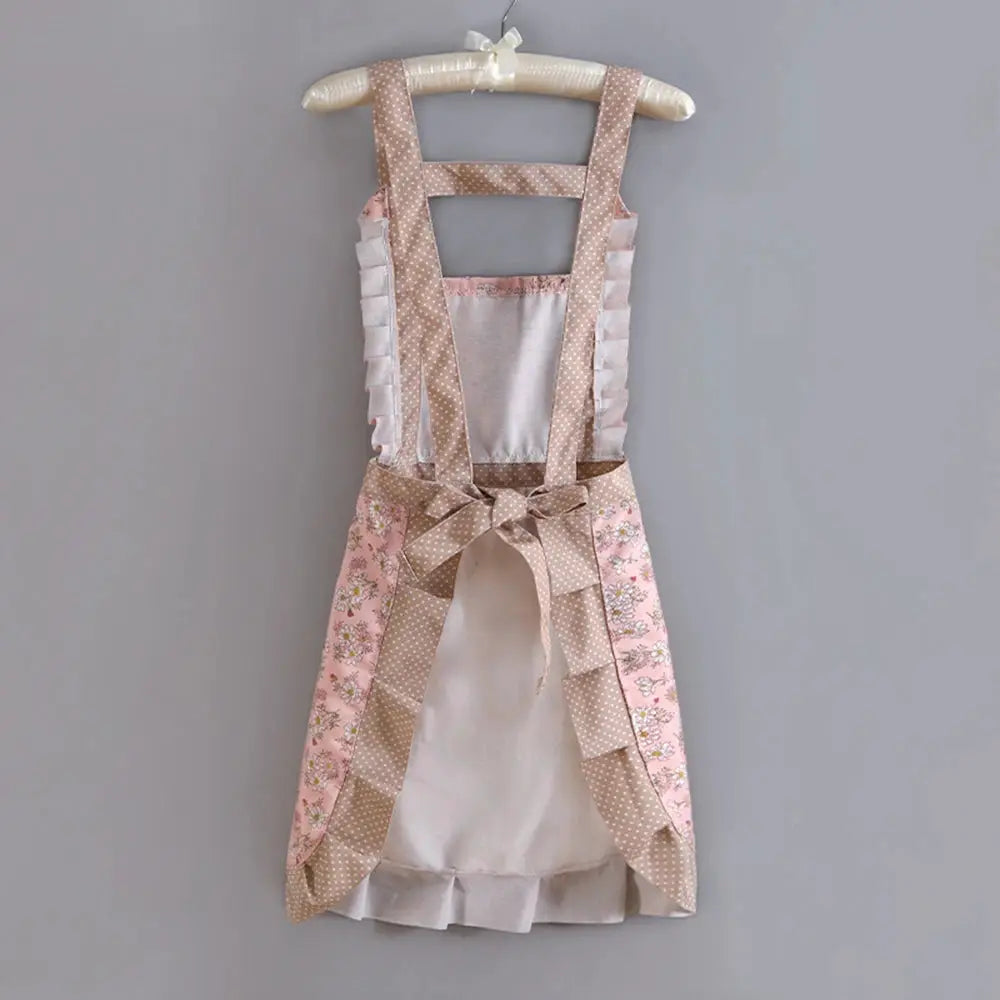 Women's Floral Kitchen Apron With Pockets Adjustable Chef's Apron For Cooking Baking Grilling