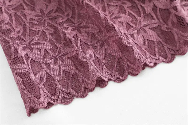 4-piece women's floral lace panties set in pink-purple, V-waist, breathable lingerie