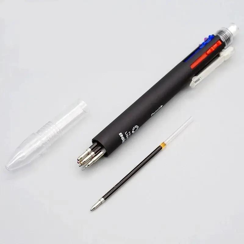 Simples Market 6-in-1 multicolor ballpoint pen set with 5 ink colors and automatic pencil with eraser, black body