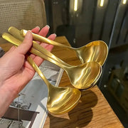 2 Pcs Golden Stainless Steel Large Spoons For Hot Pot Soup And Porridge With Long Handles Elegant Kitchen Utensils