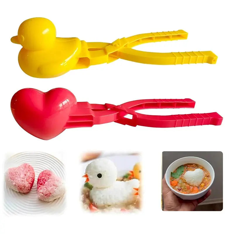 Duck Rice Mold DIY Snowball Maker with Handle Eco Friendly PP Plastic Cute Animal Rice Shaper for Kids and Adults