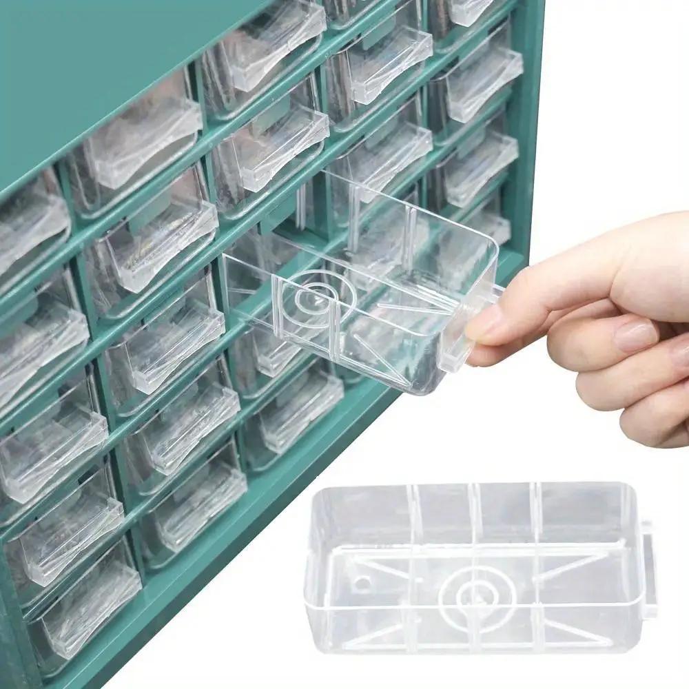 25-grid wall-mounted parts organizer with clear drawers for screws and small components.