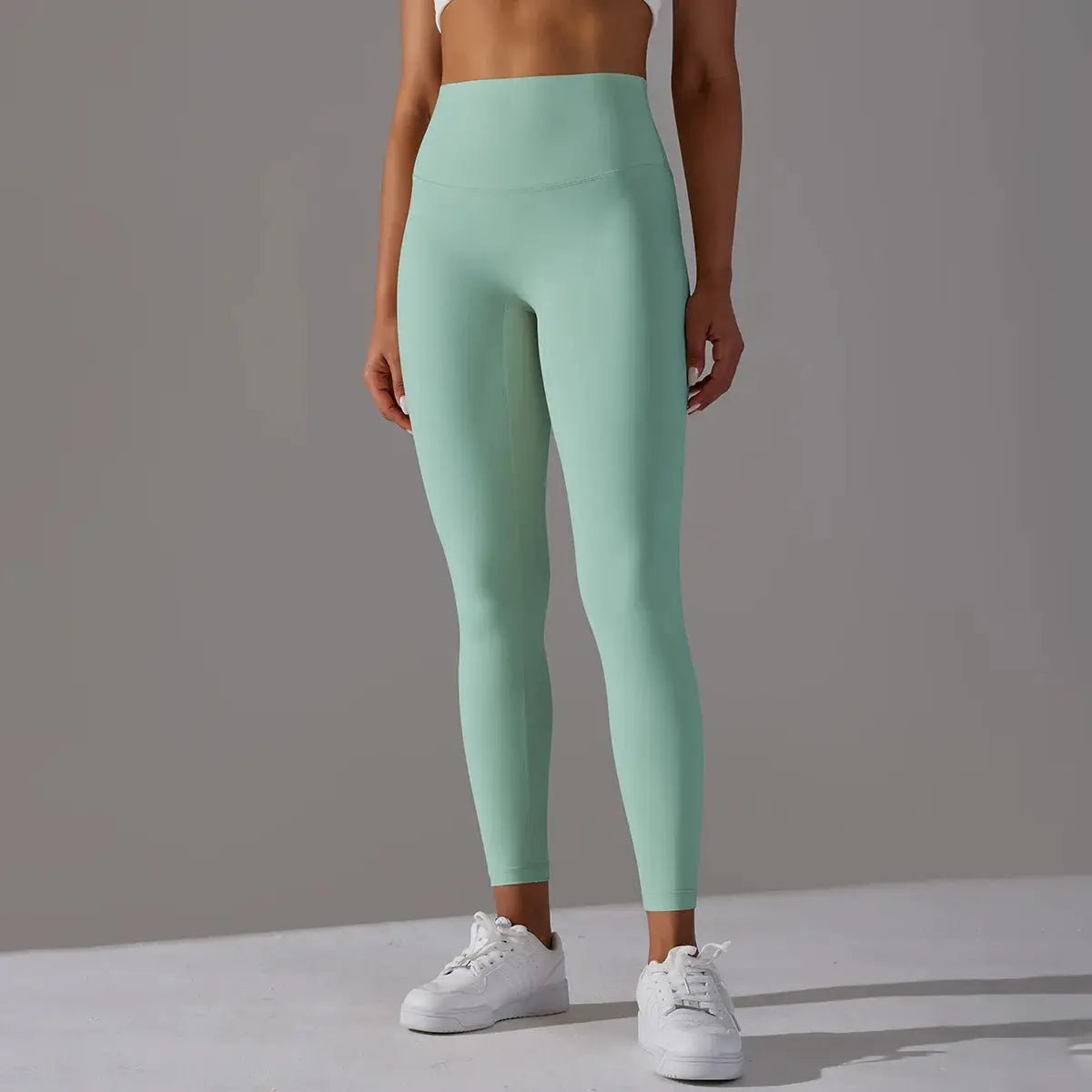 High Waist Naked Feeling Leggings in mint green for fitness and yoga
