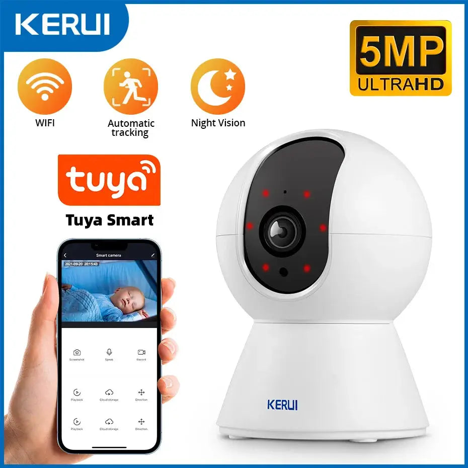 KERUI white 5MP UltraHD security camera with Tuya Smart compatibility