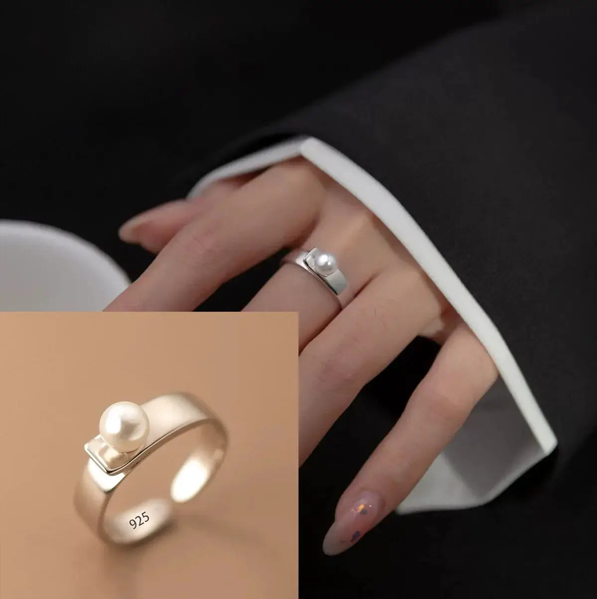 925 Sterling Silver Love Heart Ring With Hanadama Pearl For Women Gift Jewelry Birthday