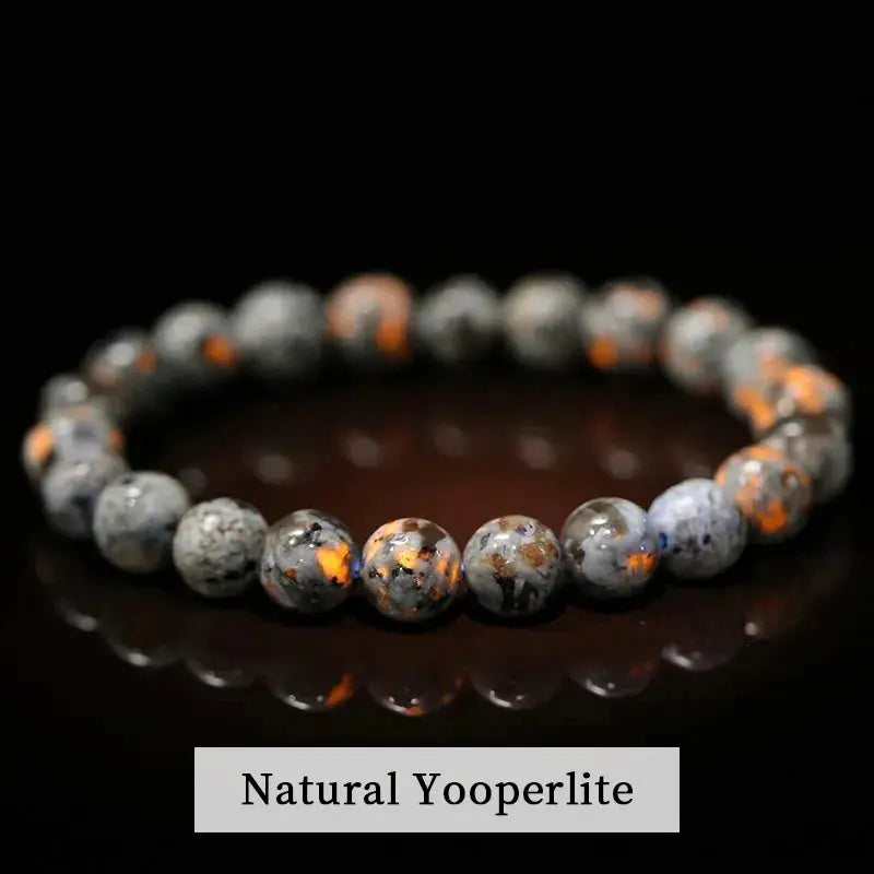 JD Natural Stone Beads Bracelet Amethyst Tiger Eye Crystal Quartz Agate Unisex Bangle Reiki Healing Jewelry Gift