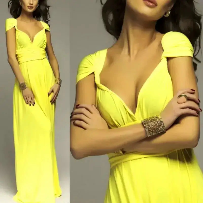 Fashion Multiwear V Neck Maxi Dress With Adjustable Straps For Summer Versatile Long Dress