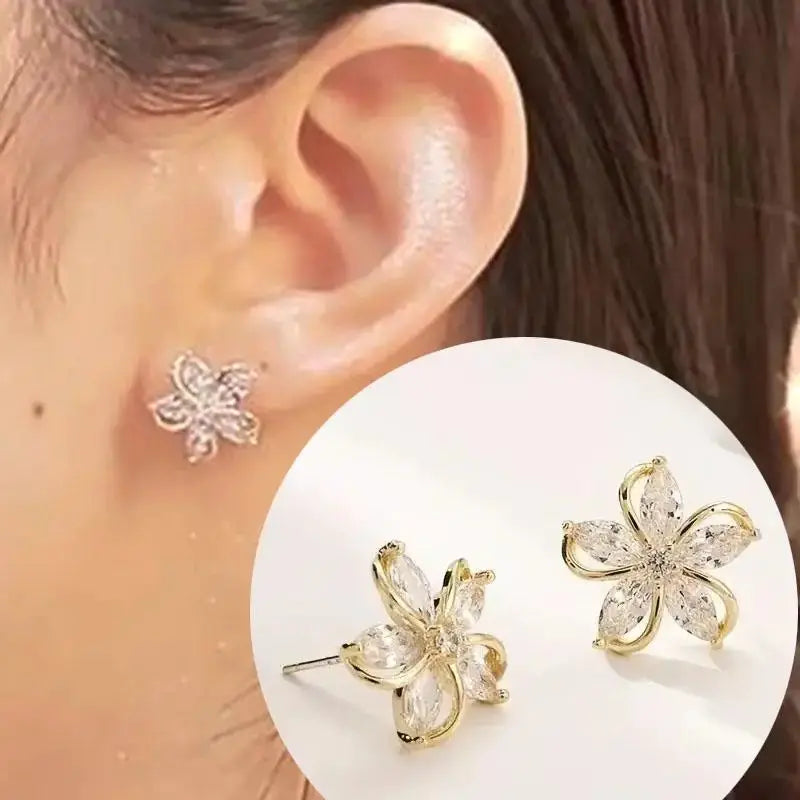 925 Silver Needle Heart Earrings For Women Korean Fashion Crystal Jewelry 2026 Trending Luxury Hoop Earrings