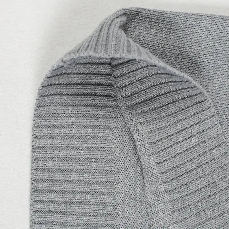 Men's gray thick-knit sleeveless sweater vest with ribbed texture; versatile casual all-match style