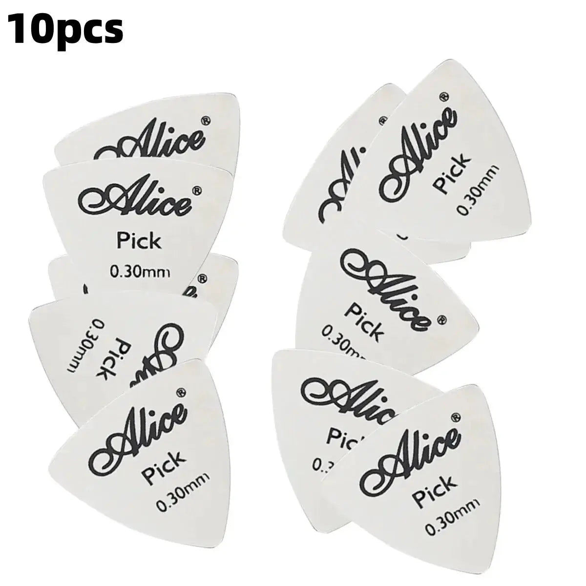 Alice 10Pcs 0.3mm Metal Guitar Picks Set Durable Silver For Guitar Bass Ukulele Professional