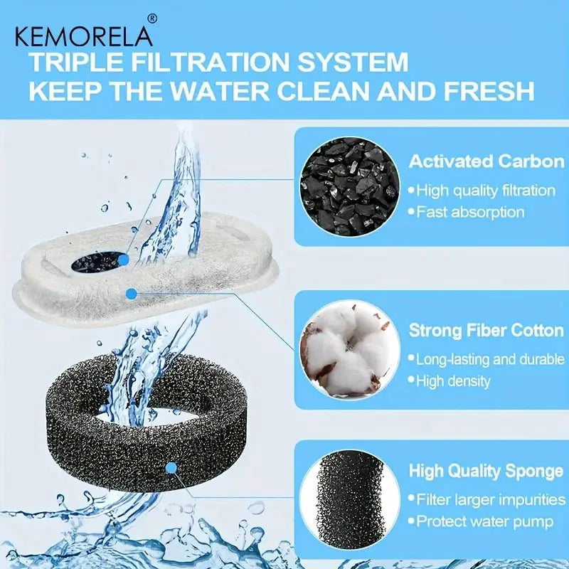 12 Or 15 Pack Cat Water Fountain Activated Carbon Sponge Filters For Stainless Steel Pet Water Dispenser