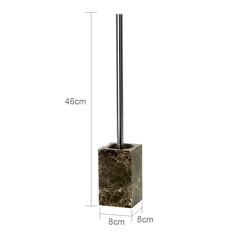 Emperador Dark marble bathroom set with brown natural marble base and stainless steel toothbrush holder
