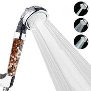Handheld spa shower head by Simples Market, 3-function, chrome finish with anion filter beads