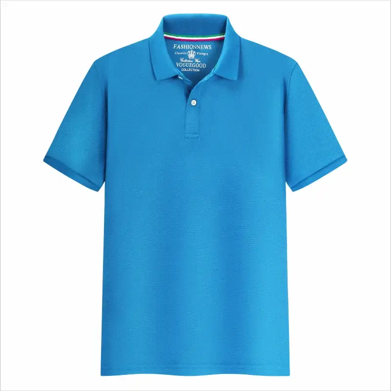 Simples Market blue unisex polo shirt, short sleeves, solid color casual wear