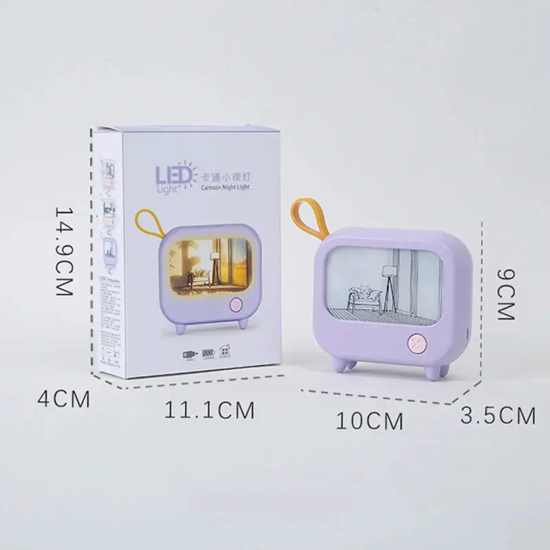 TV painting night light by Simples Market, purple LED mini desktop table lamp for kids