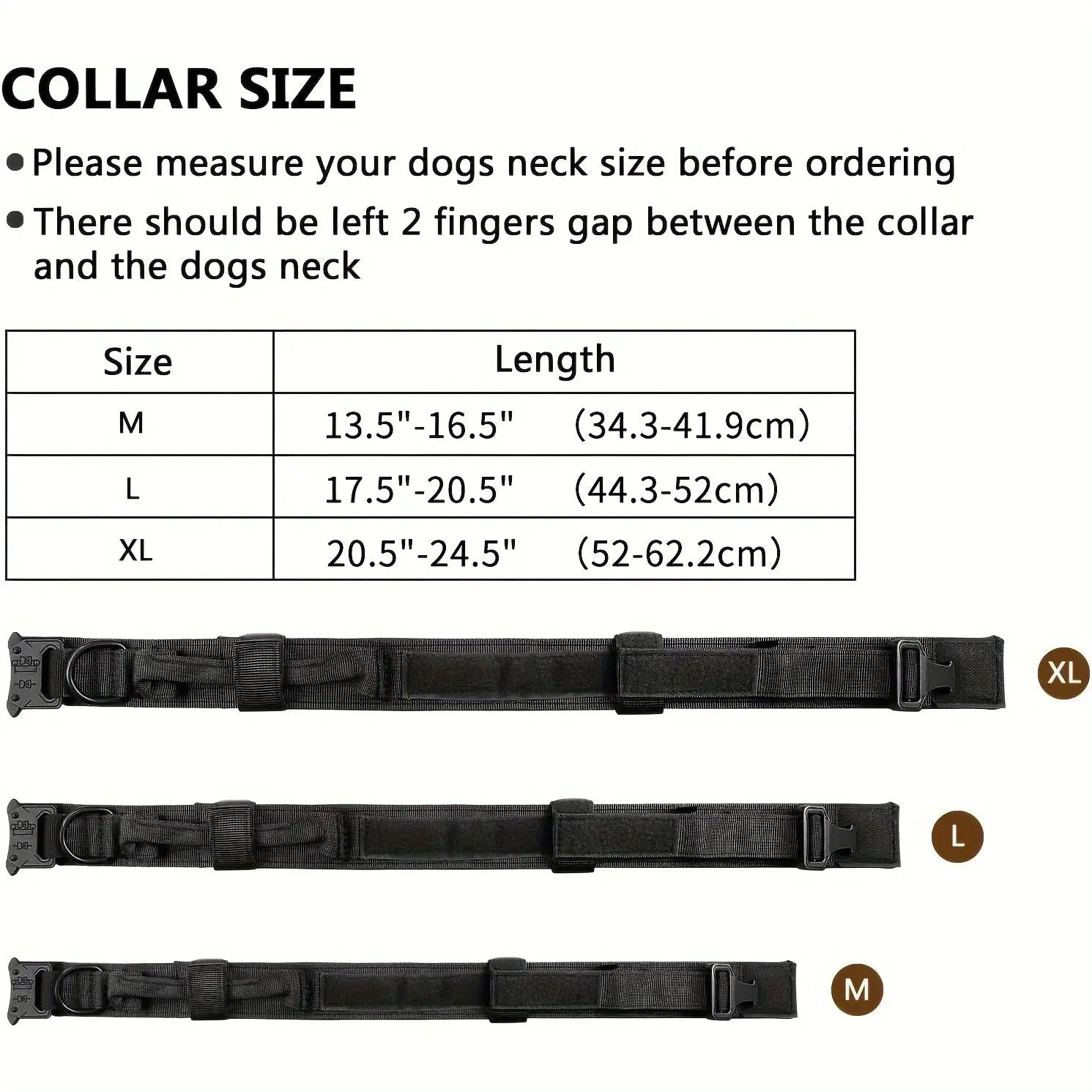 Tactical nylon dog collar set with control handle and heavy metal buckle; black, adjustable, 4-pack by Simples Market