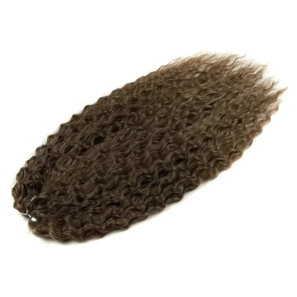 Crochet hair extensions by Simples Market, 22in Ariel curl water-wave, brown synthetic