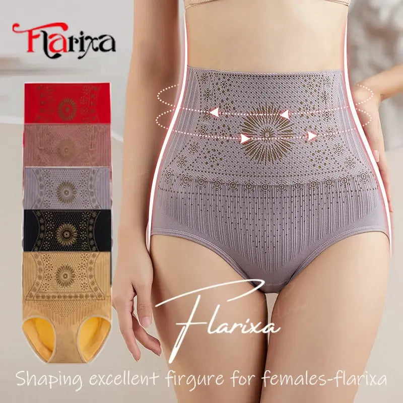 Flarixa high-waist seamless shaping briefs in lavender; shows 5 color options on left by Simples Market