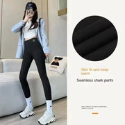 Simples Market black high-waisted yoga leggings, seamless shark pants, warm and stretchy