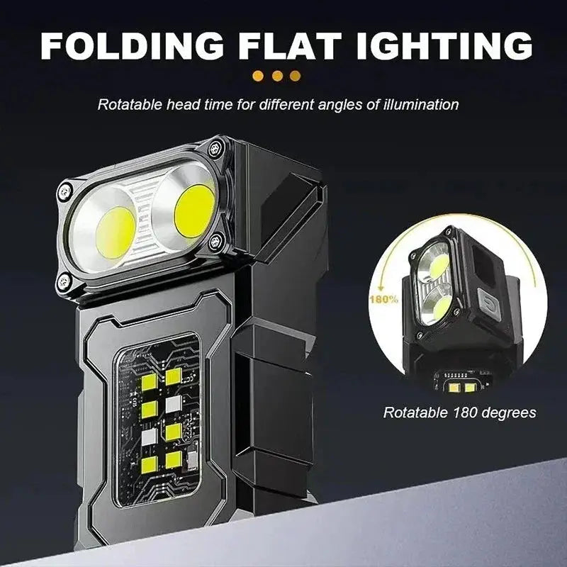 Mini USB Rechargeable LED Flashlight With COB Emergency Light Magnetic Tail For Camping And Hiking