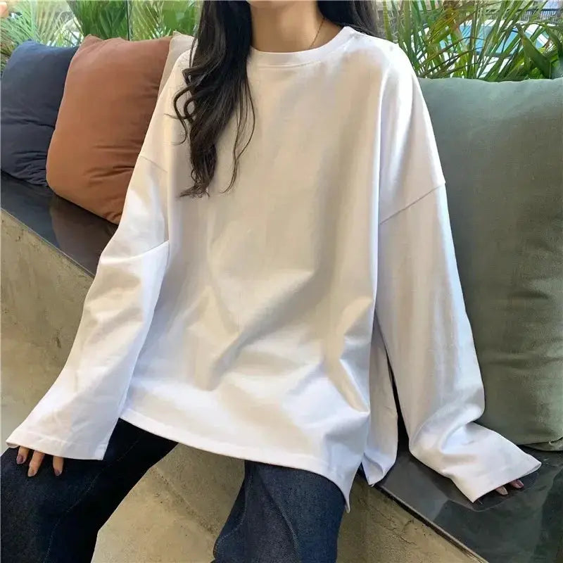 Harajuku Oversized Long T Shirt Gothic Inspired Top With O Neck And Long Sleeves For Spring And Autumn