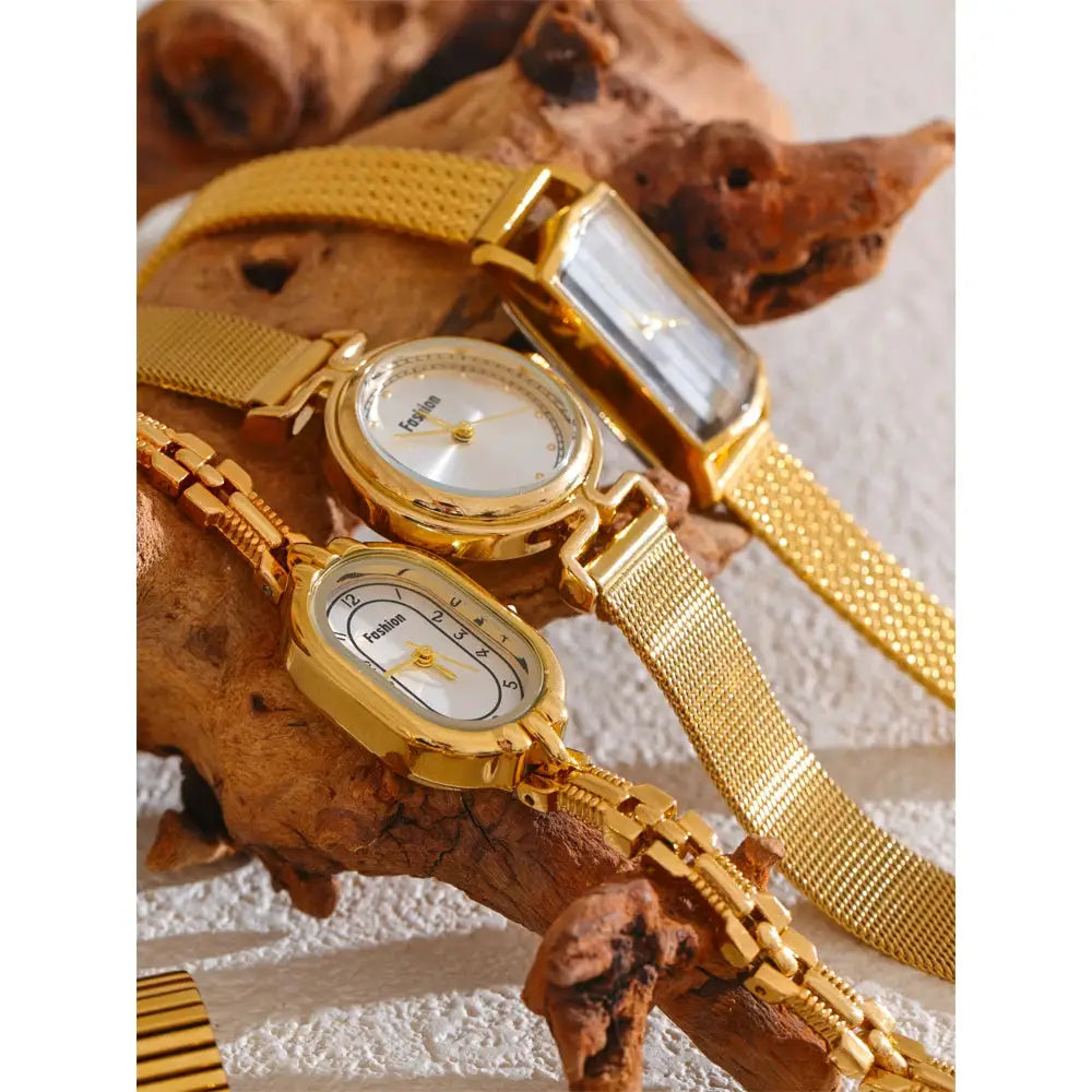 Yhpup Fashion Stainless Steel Ladies Watch With 18K Gold PVD Plating Japanese Movement 3 ATM Water Resistant