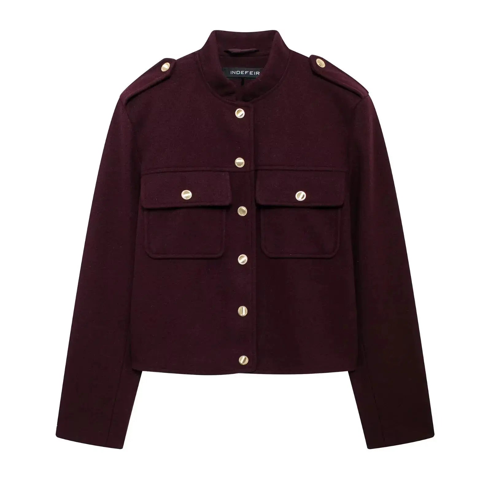 HH 2024 Fashion Women Soft Tweed Bomber Jacket O Neck Long Sleeve Pockets Button Closure Loose Woolen Coat Streetwear