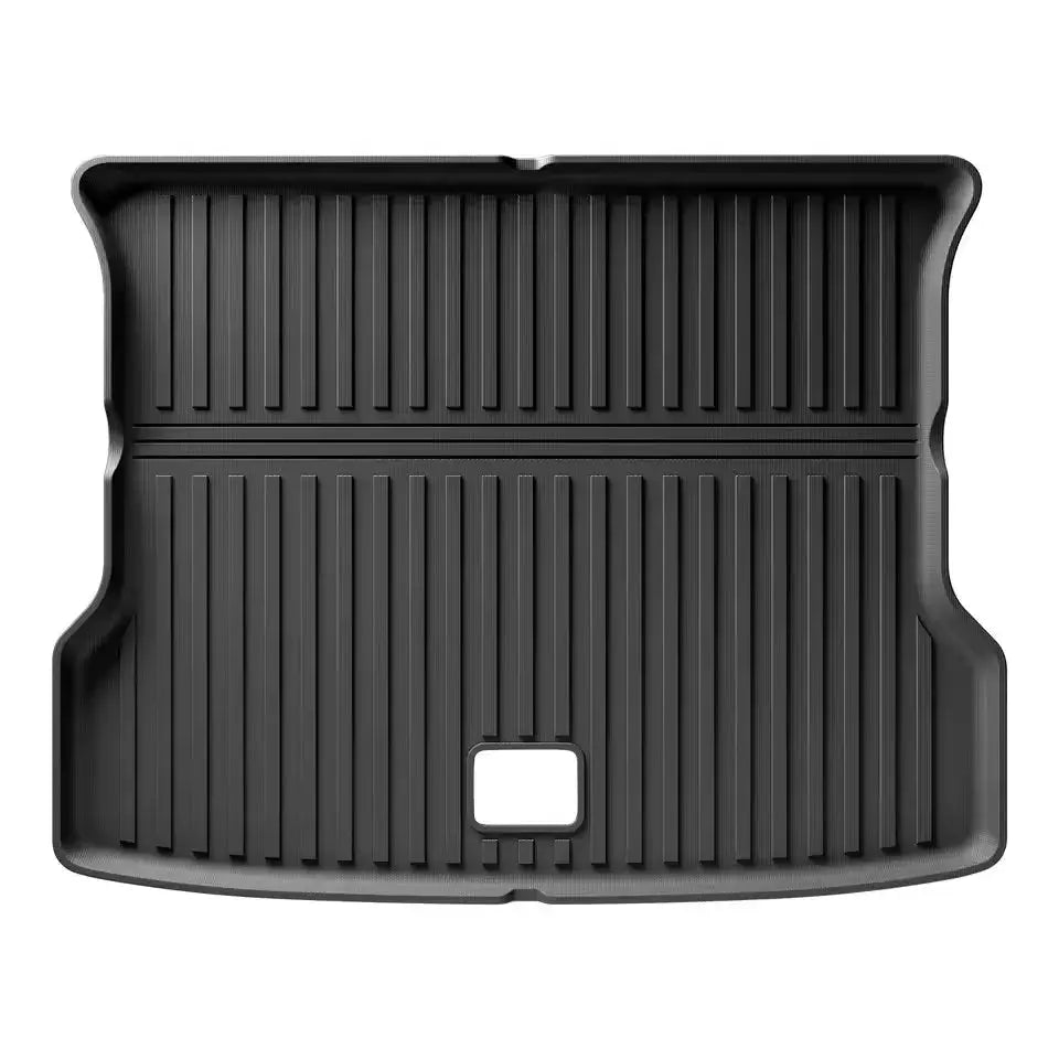 Rear trunk liner mat for Xpeng G6 (2023–2025), black TPE cargo pad with ribbed surface