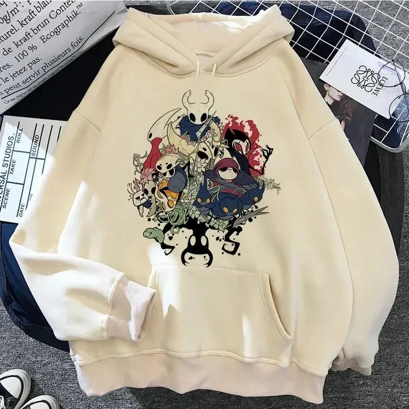 Hollow Knight Hoodie Grunge Y2K Aesthetic Cartoon Graphic Pullover For Autumn And Winter Wear