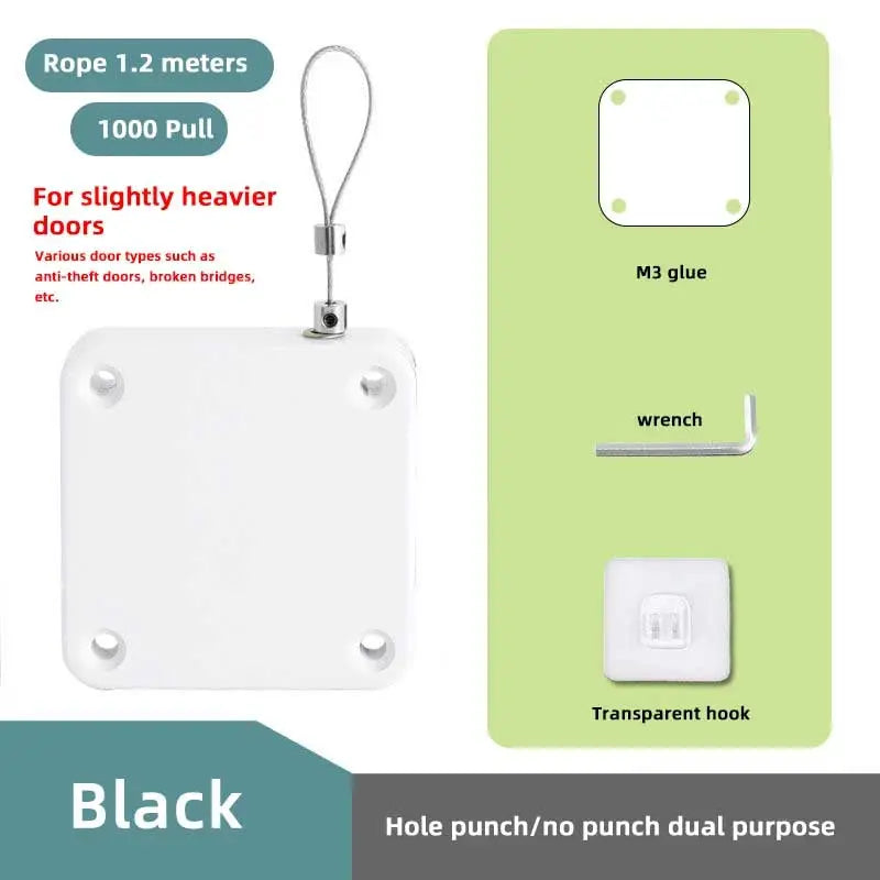 Simples Market automatic sensor door closer, punch-free surface mount, black; includes M3 glue, wrench, hook