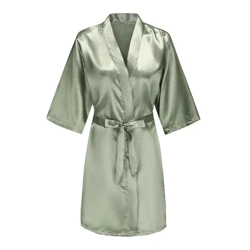 Bridal Satin Robes Set Grass Green White Short Getting Ready For Wedding Day Luxury Bride Monogram Bridesmaid