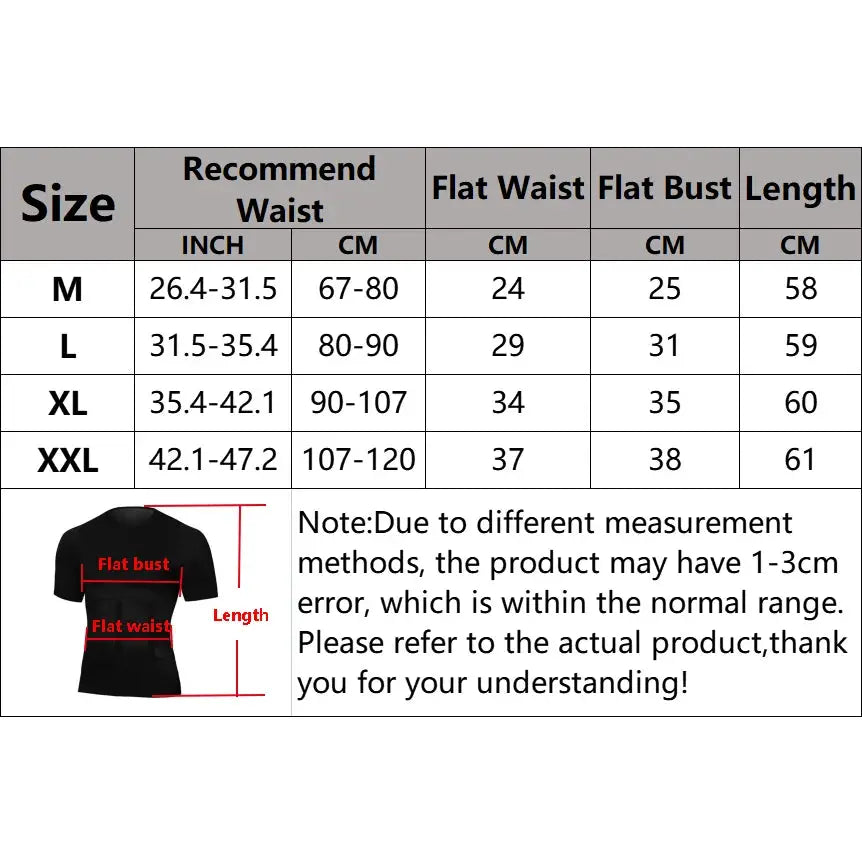 Simples Market tummy control girdle body shaper size chart with black shirt diagram and M to XXL sizes.