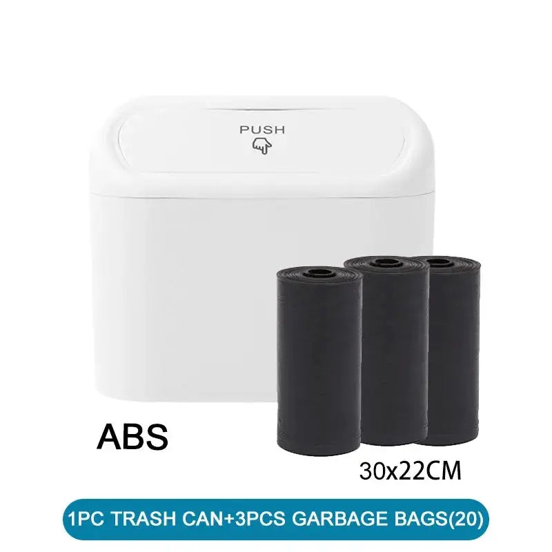 SUITU Car Trash Can With Lid Leakproof Compact ABS Car Trash Bin Includes 60 Bags And 300 Replacement Bags