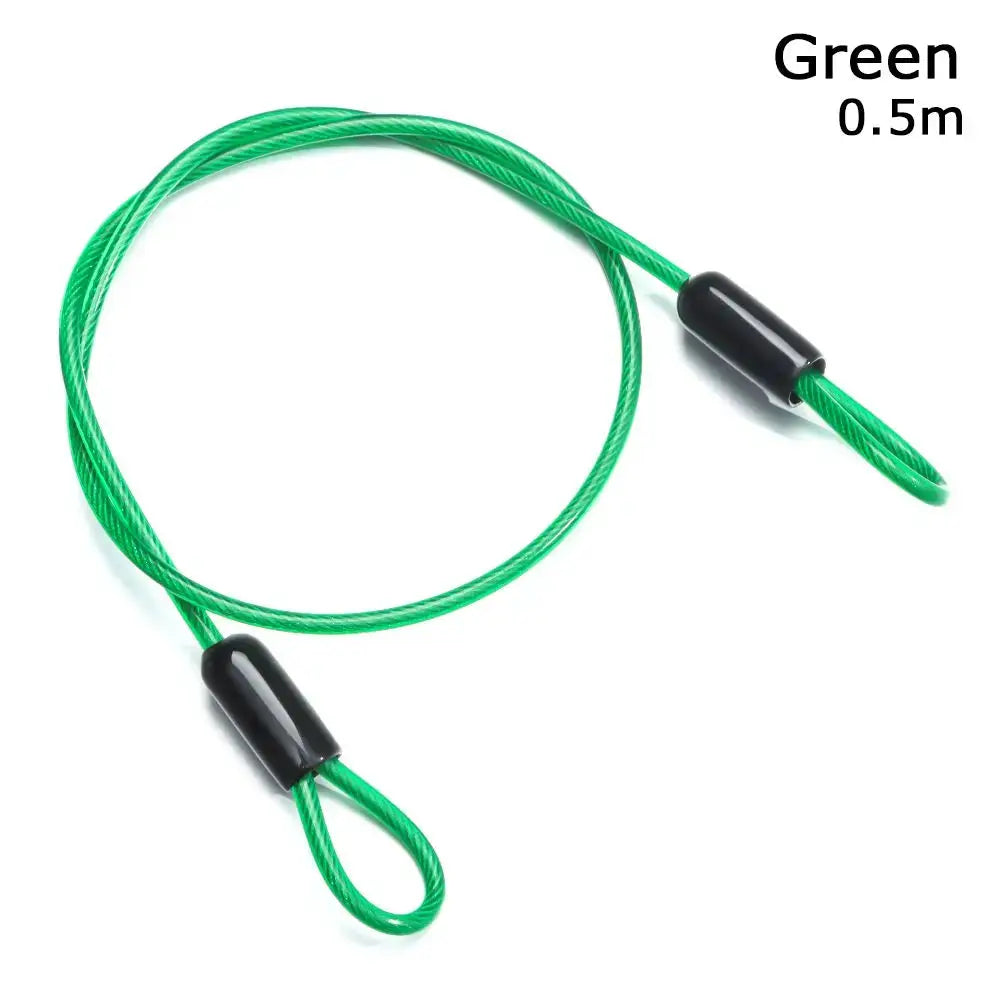 Bicycle lock wire, green 0.5m steel cable with black end caps, Simples Market