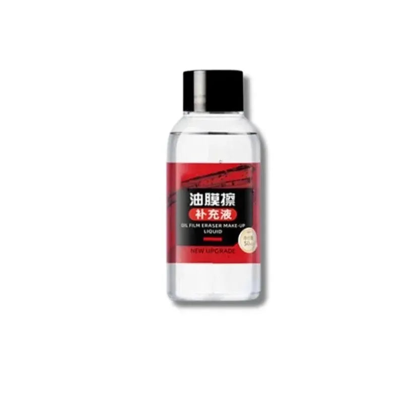 Car glass cleaner liquid bottle by Simples Market with red label and black cap