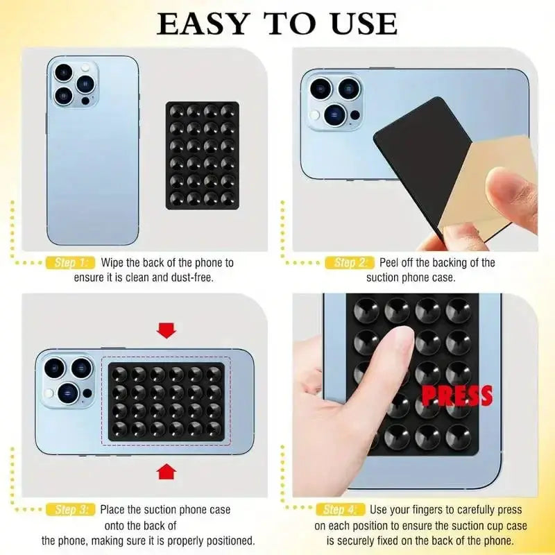 GripMate Silicone Suction Phone Holder Mat Wall Stand With Anti Slip Square Design For Apple Phones