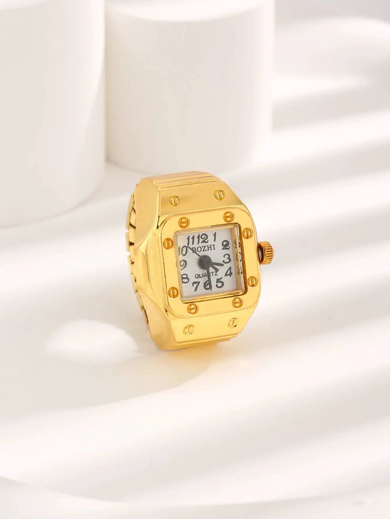 LuxeRing Mini Vintage Finger Ring Watch Quartz Timepiece for Couples Edition Elegant Jewelry Accessory