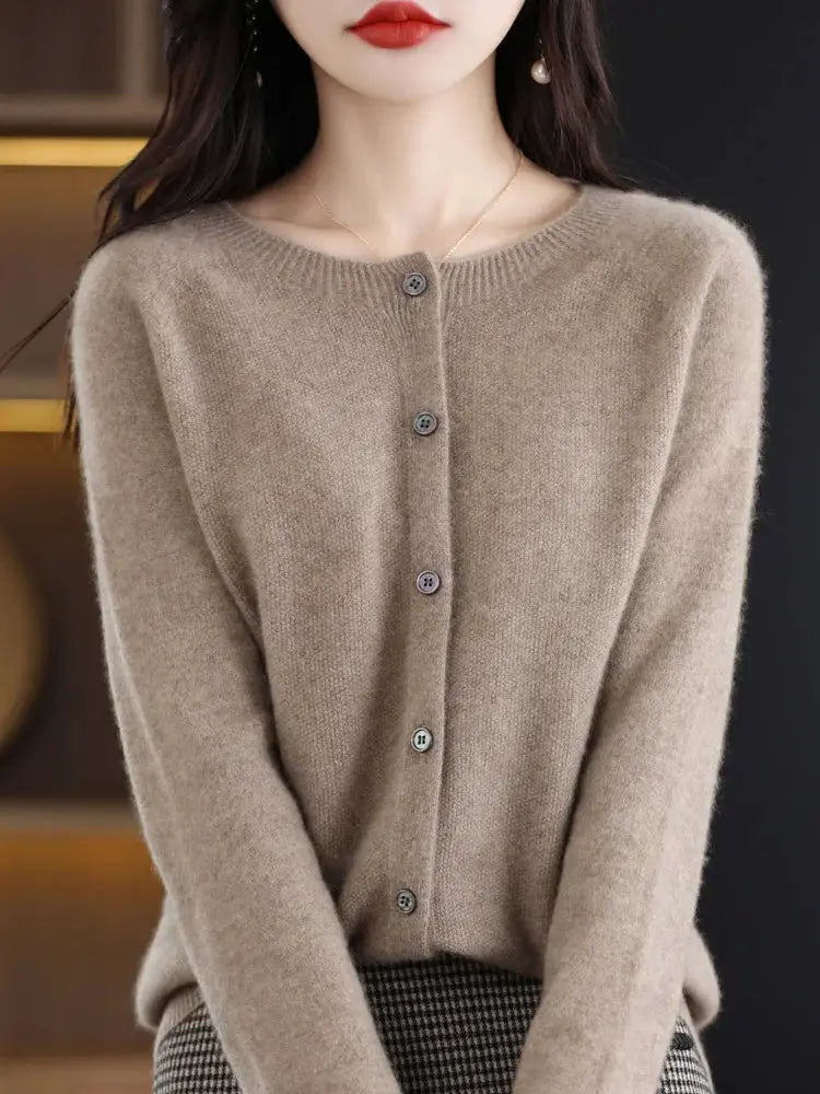 Everluxe Merino Wool Cardigan For Women With One Hundred Percent Australian Merino Softness For Autumn And Winter